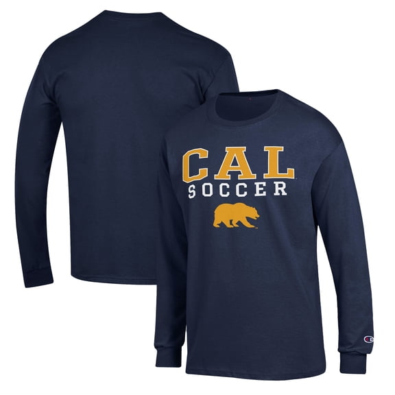 Men's Champion Navy Cal Bears Soccer Stack Logo Long Sleeve T-Shirt