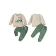 thumbnail image 2 of Elippeo Boys Autumn 2PCS Outfit Sets Long Sleeve O Neck Letter Tractor Print Tops Solid Color Pants Sets  6 12 18 24 Months 3 Years, 2 of 9