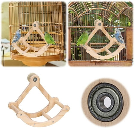 Running Wheel For Birds Wooden Exercise Toy Parrot Play Stand Sports Swing Rotating Activity Pet Supplies