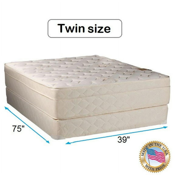 Dream Solutions USA Beverly Hills Firm Foam Encased Eurotop (Pillow Top) Mattress and Box spring set (Twin 39"x75"x13") Sleep System with Enhance Support- Fully Assembled, Knit Cover, Orthopedic