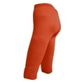 thumbnail image 5 of Girls Cotton Cropped Leggings 3/4 Crop Pants Ruched Slim Basic Capri Leggings Summer Casual Tights Under Dress or Tunics (3 Years, Orange), 5 of 6