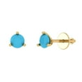 thumbnail image 2 of 1 Ct Round Cut Studs Blue Turquoise 18K Yellow Solid Solid Gold Everyday Dainty Earrings Screw Back, 2 of 7