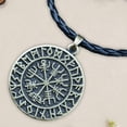 thumbnail image 3 of Collar vikingo Yuyangstore Con Colgante de Escudo Nórdico de acero Para hombre Cuero bronce, 3 of 5