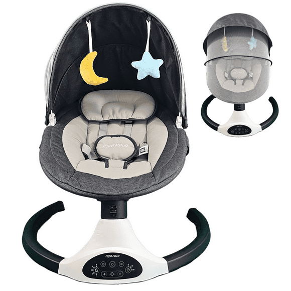 P@B PBell Baby Swing for Infants, Bluetooth Music Speaker 5 Speeds and Remote Control. Five-Point Seat Belt.  Baby Swing regulated by Innovation, Science and Economic Development Canada (ISDE).