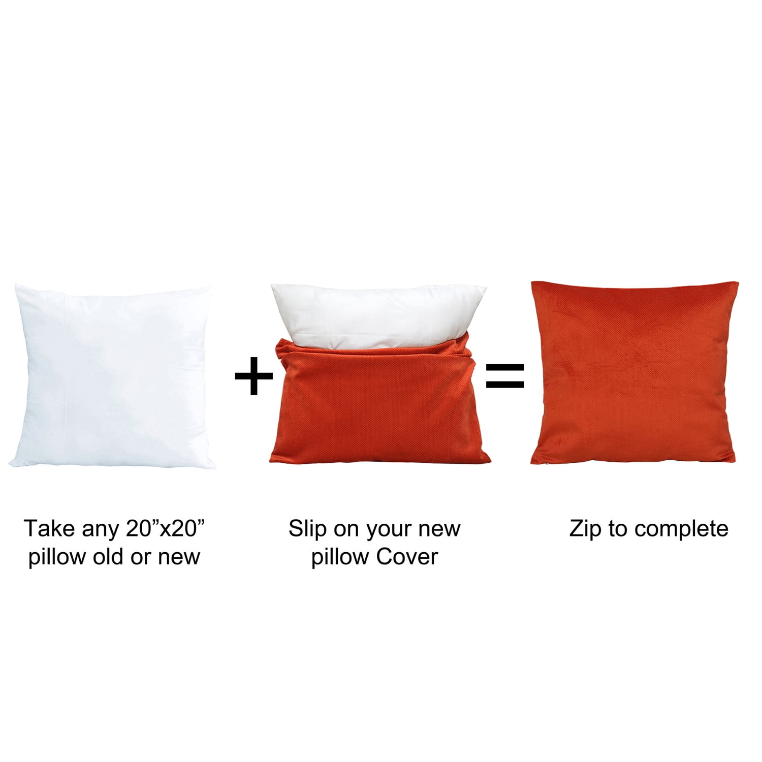 Home Soft Things Milliken Plush Throw Pillow Covers 2 Piece Set - Burnt Orange - 20" x 20"