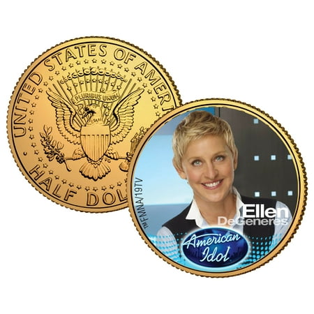 2009 Coin - ELLEN DeGENERES ** American Idol 2009 ** JFK Half Dollar 24K Gold Plated US Coin