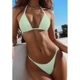 thumbnail image 4 of Womens Bikinis Summer Solid Color Halter Bra With Thongs Two Piece Tankinis Sets Swimsuits Bathing Suits, 4 of 6