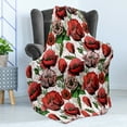 thumbnail image 4 of Flower Soft Flannel Fleece Throw Blanket, Pattern with Colorful Poppy Flowers Polkadot Background Classic Style, Cozy Plush for Indoor and Outdoor Use, 50" x 70", Red Green Dried Rose, by Ambesonne, 4 of 5