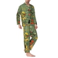 thumbnail image 2 of KLL Botanical Garden With Cats Sleepwear Mens Flannel Pajamas,Long Cotton Pj Set, 2 of 7