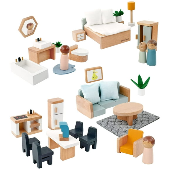 Juego de juguetes de madera con forma de pera, 35 piezas, de Dollhouse Furniture