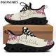 thumbnail image 1 of Zapatillas deportivas ligeras con plataforma y cordones para mujer, con estampado de huella de perro y latidos bohemios, de malla, 1 of 6