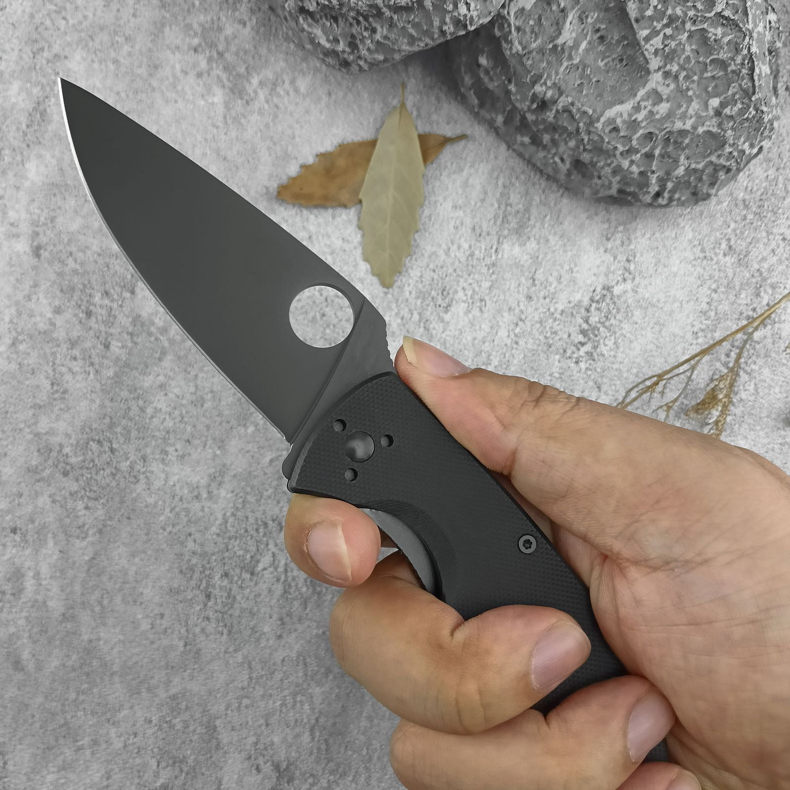 7.68’ Folding Pocket Knife with 8Cr13Mov Blade and Durable Black G-10 Handle