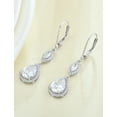 thumbnail image 4 of PYNZY Sterling Silver Wedding Earrings for Brides, Teardrop Dangle Birthstones Earrings with Leverback for Women Jewelry Gifts, 4 of 6