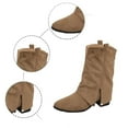 thumbnail image 5 of Xiaoxatg Stylish Women's Mid-Calf Suede Boots with Side Slit for Comfortable Fall Winter Casual Dress and Outings 7 Khaki, 5 of 9