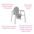 thumbnail image 5 of McKesson Steel Bathroom Commode Chair with Fixed Arms, 350-lb Weight Capacity, 4 Ct, 5 of 9