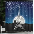 thumbnail image 3 of Ambesonne Night Shower Curtain, Moon Stars Eiffel Tower City, 69"Wx84"L, Charcoal Grey Dark Blue, 3 of 4