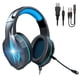 thumbnail image 2 of Auriculares para juegos Auriculares con cable USB de 3,5 mm Auriculares estéreo de banda ajustable con micrófono, Negro Azul Inevent EL000882-01B, 2 of 7