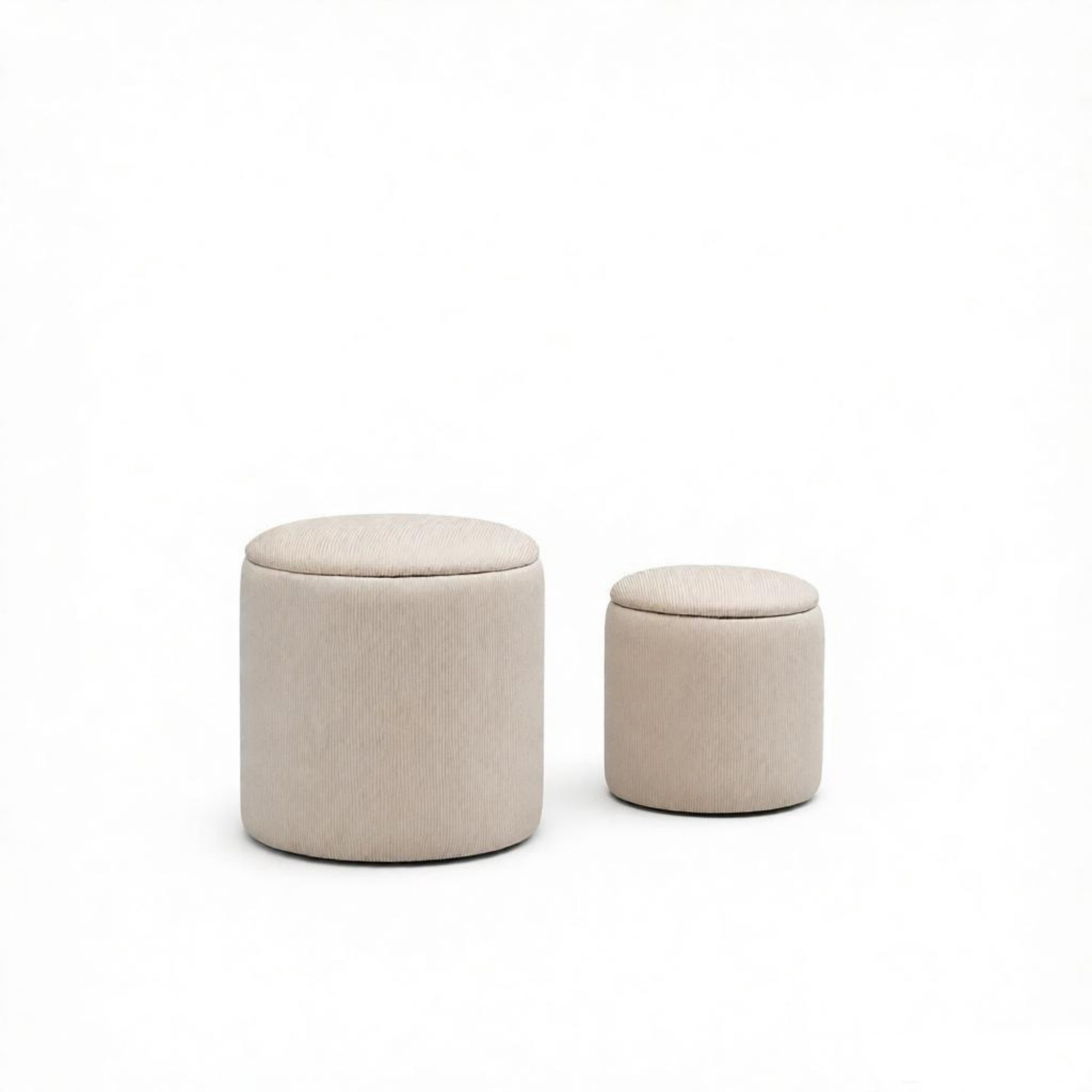 Cream White 2-Piece with Storage Stool, Removable Wood Lid, Hidden Space