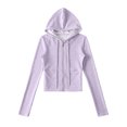 thumbnail image 5 of Bibifish Womens Hoodie Light Color Full Zip Up Drawstring Hood Cropped Fit Soft Fabric Casual Daily Outings Stylish Comfortable Hoodie, 5 of 9
