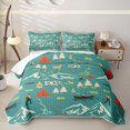 thumbnail image 2 of Erosebridal RV Car Outdoor Deer Bed Spread Queen for Boys Men, Teal Mountain Camping Queen Coverlet Set, 3 Pieces, 2 of 7