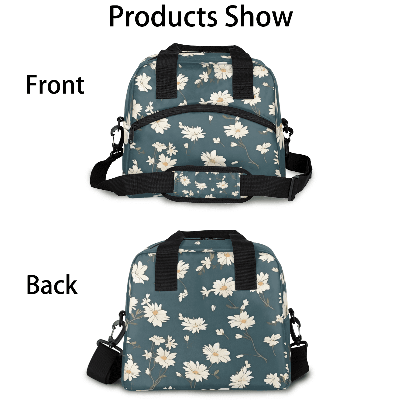 Herdesigns Daisy Insulated Lunch Bag for Women Men Adults Large Reusable Lunch Box Daisy Flower Leakproof Cooler Tote Bags with Adjustable Shoulder Strap