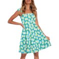 thumbnail image 3 of Cyber&Monday Deals Sundresses for Women Casual Summer - Women's Summer Spaghetti Strap Sleeveless Square Neck Ruffle A Line Swing Midi Dress Smocked Floral Casual Dress, 3 of 6