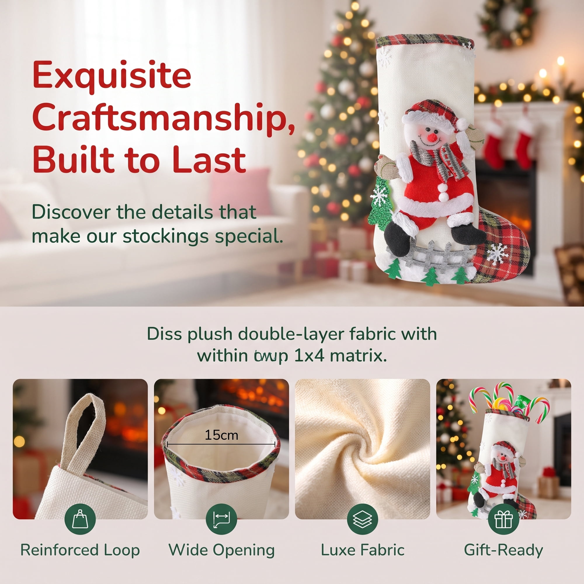 Unique Bargains Whimsical Cartoon Stockings Luxury Tiered Display Accents Snowman 12"