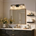 thumbnail image 2 of YANSUN 27.2 in 4-Light Black and Gold Bathroom Vanity Light Fixtures Over Mirror with Clear Glass Shades for Bathroom, Powder Room, Vanity Table, 2 of 8