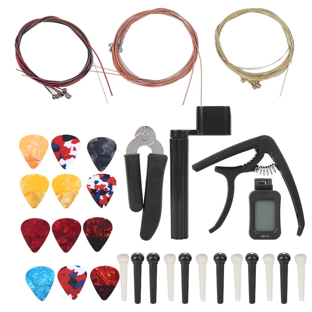 Guitar Accessories Kit Guitar Accessories Kit Tuner Strings Changing Cutter Winder Capo Pins Picks Combo Tool