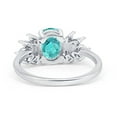 thumbnail image 4 of Art Deco Oval Ring Simulated Paraiba Tourmaline CZ 925 Sterling Silver Size 10, 4 of 5