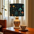 thumbnail image 3 of Linen Drum Lampshades Blue Yellow Glittery Mushroom Forest Vintage 13"x13"x10" Light Shade for Table Lamps Floor Lamps Drum Lamp Shades Lampshade Replacement Assembly Required, 3 of 8