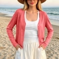 thumbnail image 2 of Cmfcve Women's Summer Lightweight Cardigans Open Front Elegant Casual Shrugs Long Sleeve Button Beach Cover Up Tops, 2 of 5