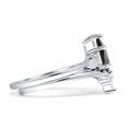 thumbnail image 6 of Two Piece Kite Bridal Ring Black Cubic Zirconia 925 White Tone Sterling Silver, Size 10, 6 of 7