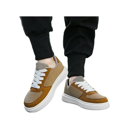 

Tenmix Boys Running Shoe Platform Sport Shoes Non-slip Sneakers Lace Up Casual Sneaker Boy s Fashion Athletic Trainers PU Brown 10C