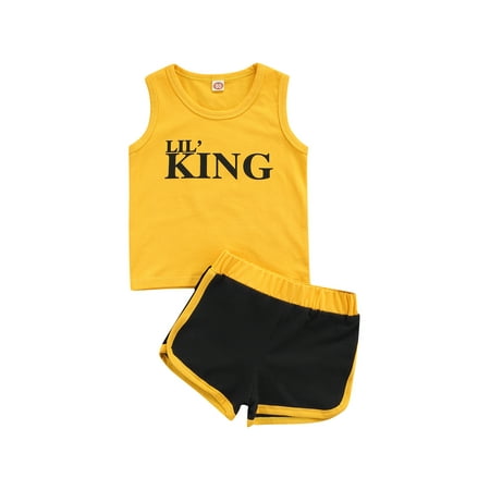 

ZIYIXIN Infant Newborn Toddler Baby Boy Clothes Summer Sleeveless Tank Vest Top Black Shorts Pants 2Pcs Outfits Yellow 2-3 Years