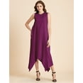 thumbnail image 2 of Moomaya Contemporary Asymmetric Round Neck Solid Rayon Dress Loose Fit Day Dress, 2 of 9