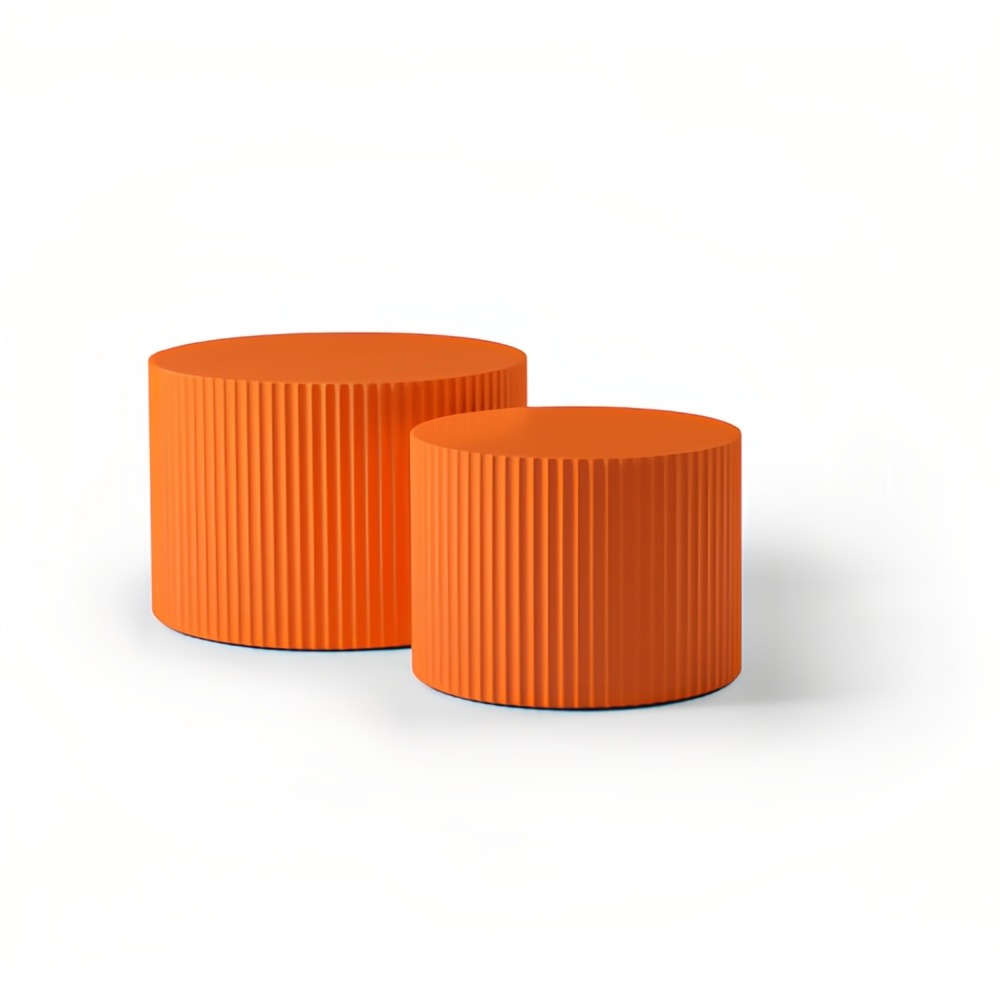 Nesting Coffee Table Set of 2, Round Side Tables Accent End Table for Living Room, Apartment, Orange
