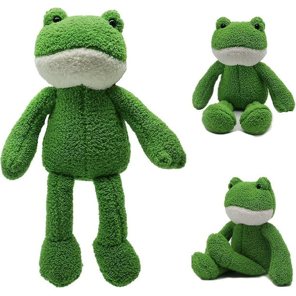 Peluche de rana de patas largas, ideal como cojín decorativo para niñas (verde, 40 cm)