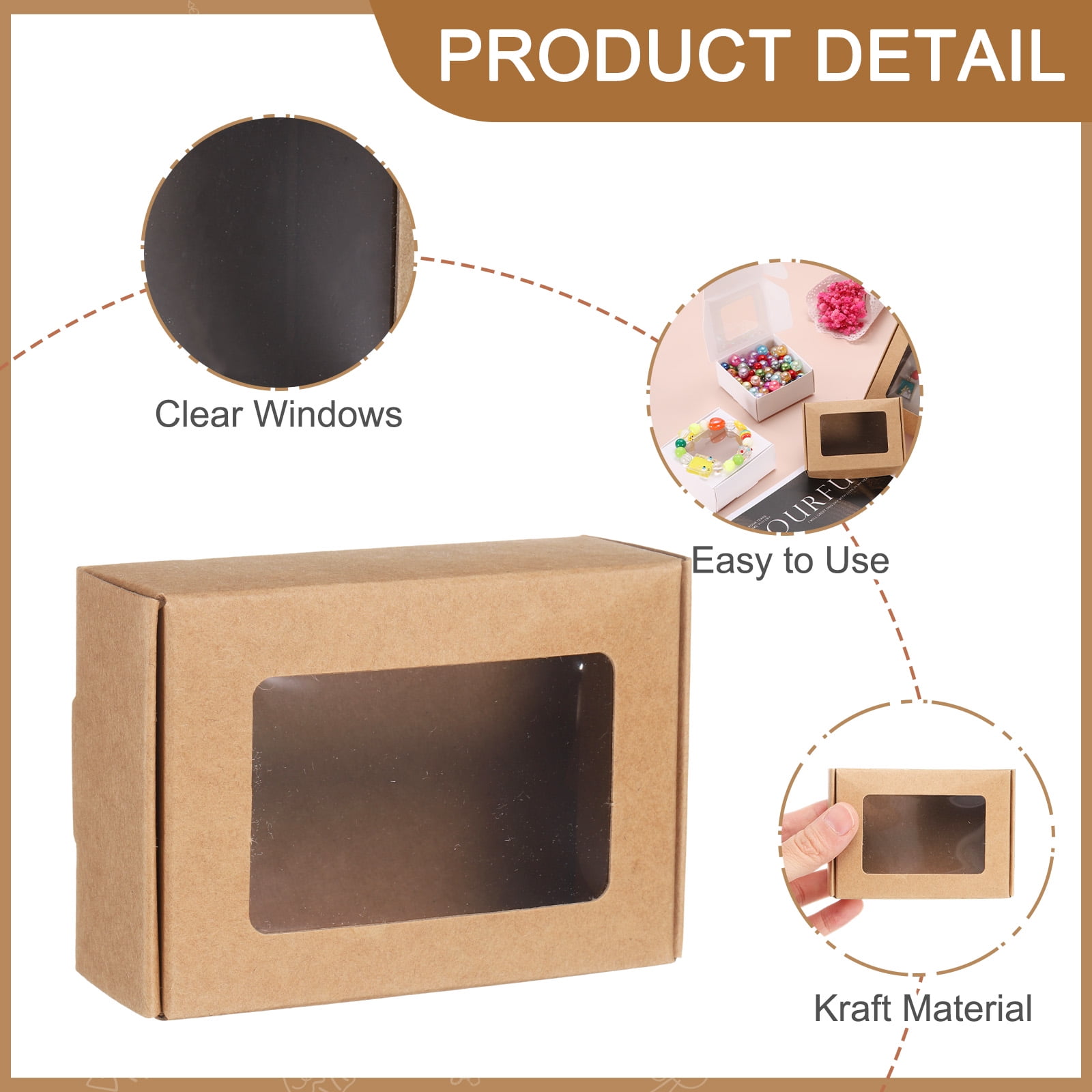 Unique Bargains 32Pcs Kraft Soap Mini Kraft Treat Boxes Light Brown 3.3" x 2.4" x 1.2"