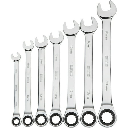 Klutch Ratcheting Wrench Set, 7-Pc., Metric: 8-18mm
