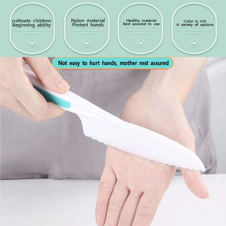2pcs Nylon Serrated Kitchen Knives For Nonstick Pans - Safe For Kids, High Heat Resistant