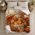 thumbnail image 5 of Autumn Harvest Basket Pumpkins Maple Leaves Rustic Farmhouse, Cozy Rustic Scene, Warm Flannel Blanket for Ranch House and Living Room, Animal Lovers Thanksgiving Gift, Rustic Home Decor, 5 of 9