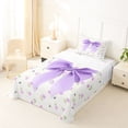 thumbnail image 5 of Erosebridal Girly Purple Cartoon Bowknot Twin Sheet Sets,Kawaii Flowers Floral Bedding For Kids 3 Pieces, 5 of 6