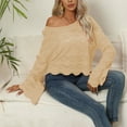 thumbnail image 4 of Puntoco-suéter informal para mujer, Jersey holgado de manga larga de Color puro con cuello redondo ahuecado, liquidación de Navidad Puntoco Puntoco-3722, 4 of 4