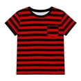 thumbnail image 4 of BJUTIR Boys T Shirts Summer Short Sleeve Striped T Shirt With Pocket Comfortable Kids Tops For Casual Play And Daily Wear Versatile Tee Size 12-13 Years, 4 of 5