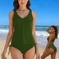 thumbnail image 2 of DGMIOCS Tankini pour Femme avec Short Modeste Deux Pièces Vert Armée TG, 2 of 9