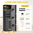thumbnail image 2 of Silkight 5-10 Gun Safe, Biometric Long Gun Safes with Fingerprint & Inner Cabinet, Quick Access Gun Cabinet with Backlit Keypad & LED Light, Adjustable Racks, Removable Shelf for Rifle and Pistols, 2 of 8