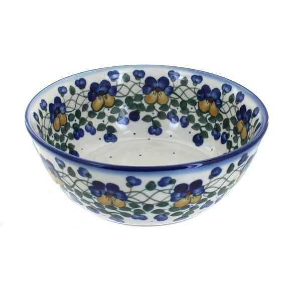 Blue Rose Polish Pottery Pansies Large Bowl