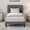 FULL, variant on Upholstered Platform Bed Frame - Adjustable Tufted Headboard, Holland Velvet, Sturdy Metal Support, Noise-Free EVA, Easy Assembly, Queen Size, shade shade shade shade shade & Black Trim