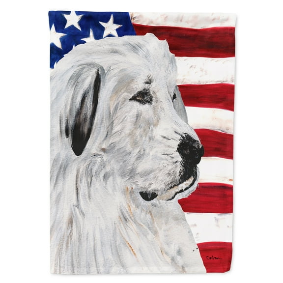 Great Pyrenees with American Flag USA Garden Flag